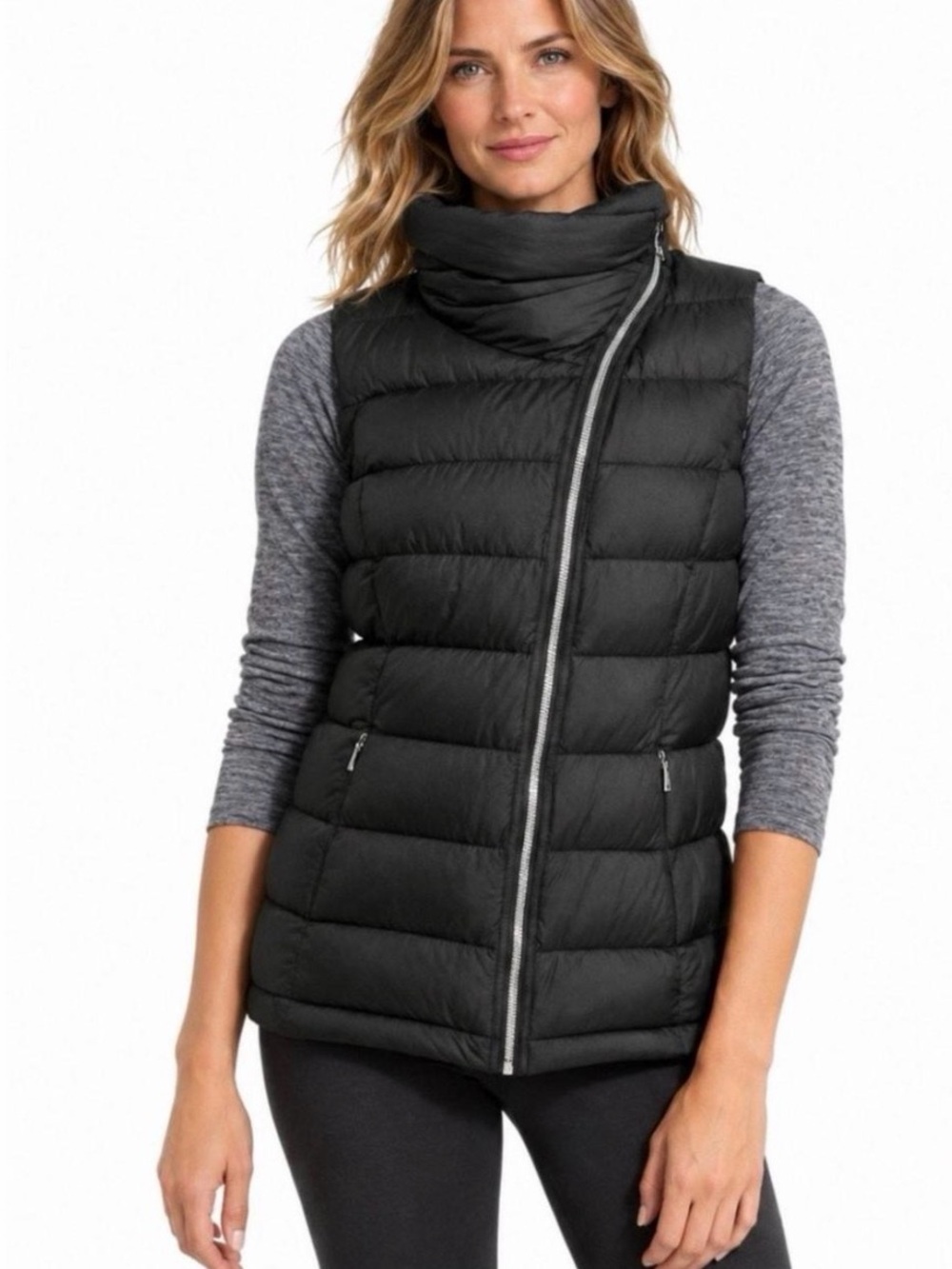 Athleta- XL- Black Quilted Puffer Vest - Downabout- Down